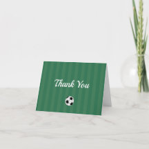Carte de remerciement pliée avec ballon de footbal