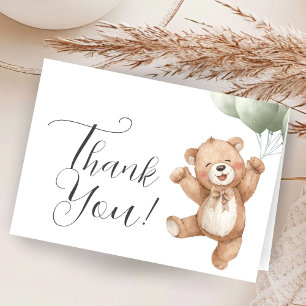 Remerciements Carte de remerciement pliée Baby Shower Teddy Bear