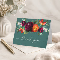 Carte de remerciement pliée florale rustique de no