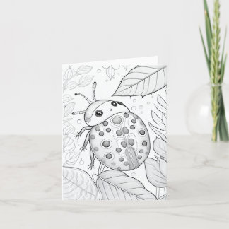 Remerciements Carte de remerciement pliée Ladybug à colorier
