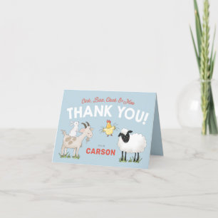 Remerciements Carte de remerciement pliée Oink Baa Cluck Moo pou