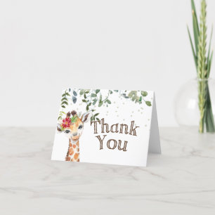 Remerciements Carte de remerciement pliée pour Baby Shower Giraf