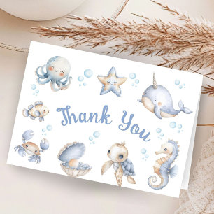 Remerciements Carte de remerciement pliée pour Baby Shower Ocean