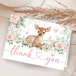 Remerciements Carte de remerciement pliée rose pour Baby Shower