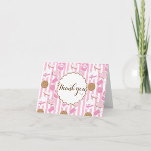 Remerciements Carte de remerciement pliée rose pour fête Cookies