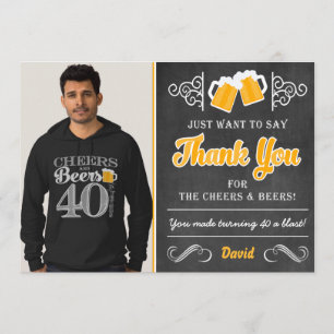 Remerciements Carte de remerciement pour 40e anniversaire Cheers