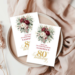 Remerciements Carte de remerciement pour 80e anniversaire Blush