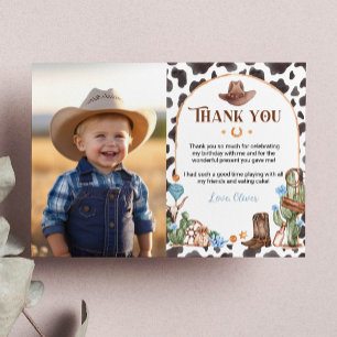 Remerciements Carte de remerciement pour anniversaire Cowboy des