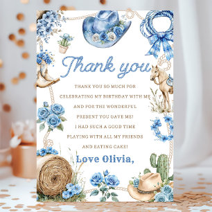 Remerciements Carte de remerciement pour anniversaire de cow-boy