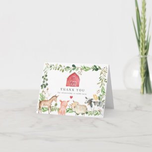 Remerciements Carte de remerciement pour Baby Shower Animaux de