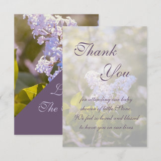 Remerciements Carte de remerciement pour Baby Shower au lilas