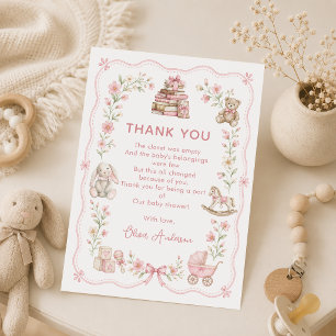 Remerciements Carte de remerciement pour Baby Shower avec fleurs