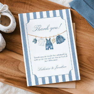Remerciements Carte de remerciement pour Baby Shower Blue Jean B