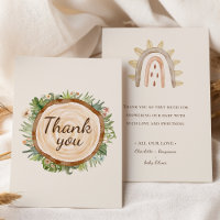 Carte de Remerciement pour Baby Shower Boho Dinosa
