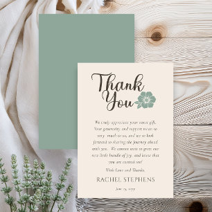 Remerciements Carte de Remerciement pour Baby Shower Botanique S