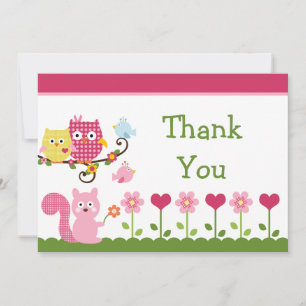 Remerciements Carte de remerciement pour Baby Shower Chouettes A