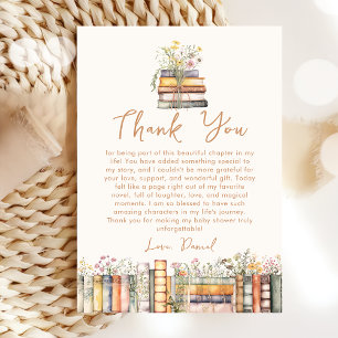 Remerciements Carte de remerciement pour Baby Shower de livre