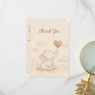 Remerciements Carte de remerciement pour Baby Shower Éléphant Bé