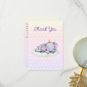 Remerciements Carte de remerciement pour Baby Shower Éléphant de