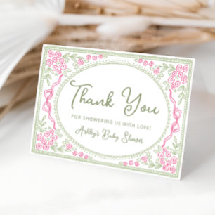 Remerciements Carte de remerciement pour Baby Shower Fille Fleur