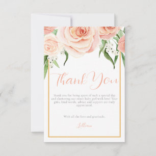 Remerciements Carte de remerciement pour Baby Shower Fille Rose