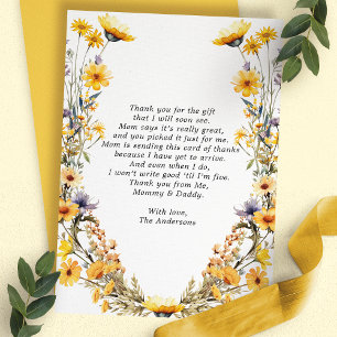 Remerciements Carte de remerciement pour Baby Shower Fleur Sauva