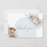 Carte de remerciement pour Baby Shower garçon Ours