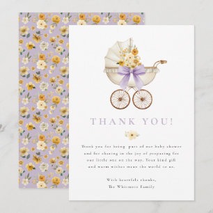 Remerciements Carte de remerciement pour Baby Shower Lavande P