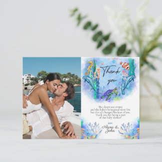 Remerciements Carte de remerciement pour Baby Shower Océan Anima