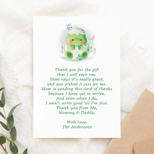 Remerciements Carte de remerciement pour Baby Shower Œuf de Dino