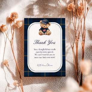 Remerciements Carte de remerciement pour Baby Shower Ours en Pel
