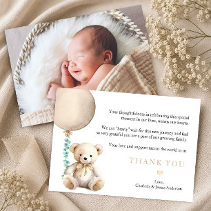 Remerciements Carte de remerciement pour Baby Shower Ours Neutre