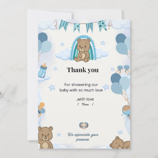Remerciements Carte de remerciement pour Baby Shower Pastel