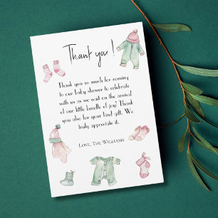 Remerciements Carte de remerciement pour baby shower rose
