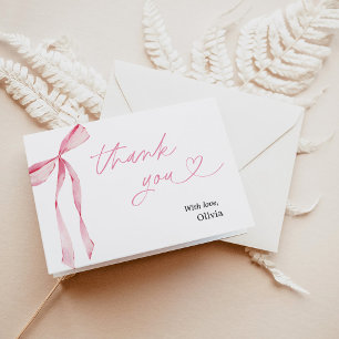 Remerciements Carte de Remerciement pour Baby Shower Rose Bow
