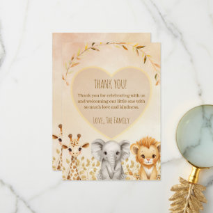 Remerciements Carte de remerciement pour Baby Shower Safari aqua