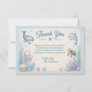 Remerciements Carte de remerciement pour Baby Shower Sous l'Océa