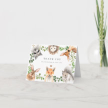 Carte de remerciement pour Baby Shower sur les Ani