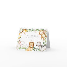 Carte de remerciement pour Baby Shower sur les Ani