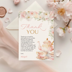 Remerciements Carte de remerciement pour Baby Shower Tea Party