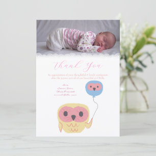 Remerciements Carte de remerciement pour bébé fille avec photo