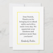 Remerciements Carte de remerciement pour chauffeur de bus de la (Dos)