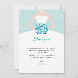 Remerciements Carte de remerciement pour douche de mariée robe t