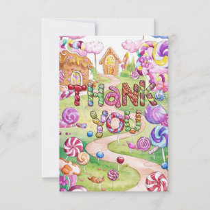 Remerciements Carte de remerciement pour enfants Candyland