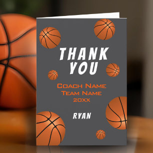 Remerciements Carte de remerciement pour entraîneur de basket-ba