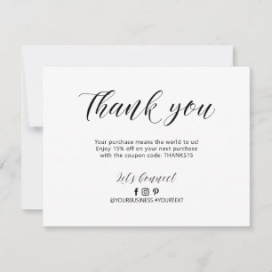 Remerciements Carte de remerciement pour entreprise de lettrage