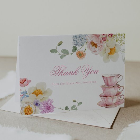 Remerciements Carte de remerciement pour le Tea Party fleur sauv
