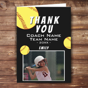 Remerciements Carte de remerciement pour l'entraîneur de softbal