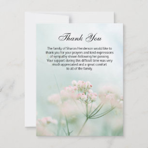 Remerciements Carte de remerciement pour les funérailles florale