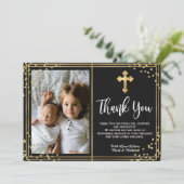 Remerciements Carte de remerciement pour l'or moderne et le bapt (Debout devant)